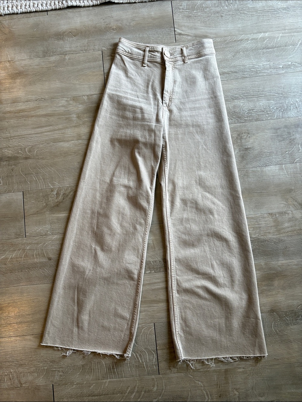 Zara High Rise Beige Wide Leg Denim Jeans Size 4